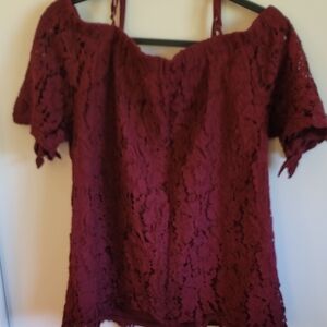 No Boundaries Red Ruffled Short Sleeve Blouse